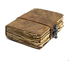 Amazon.com : Vintage Leather Journal - Lock Closure, Book of Shadows Journal, Grimoire Journal, Witch Journal, Vintage Journal 240 pages Antique Deckle Edge Paper : Office Products