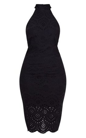Black Crochet Lace Backless Midi Dress | PrettyLittleThing