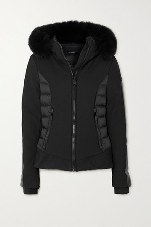 Kaja Hooded Faux Fur-trimmed Paneled Down Ski Jacket - Black