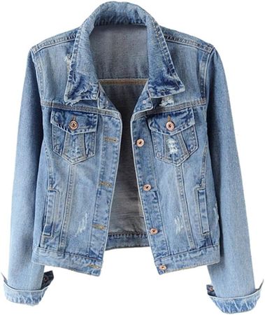 Kedera Womens Denim Jackets Distressed Ripped Long Sleeve Jean Jacket Coats at Amazon Women's Coats Shop