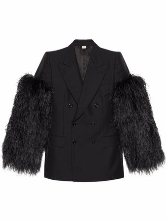 Gucci feather-sleeve double-breasted Blazer - Farfetch