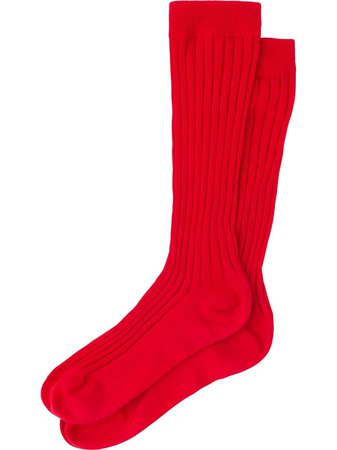 Miu Miu ribbed-knit knee-length socks red