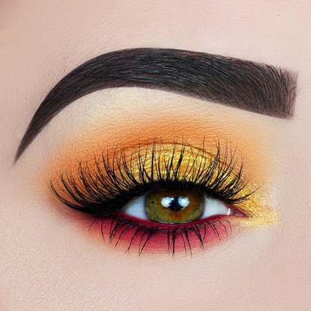 Gold, Orange & Red Eye Makeup