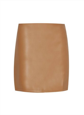 Tan PU Split Skirt | Miss Selfridge