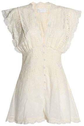 Paradiso Broderie Anglaise Silk And Cotton-blend Playsuit