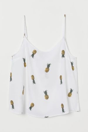 Patterned Camisole Top - White/pineapples - | H&M US