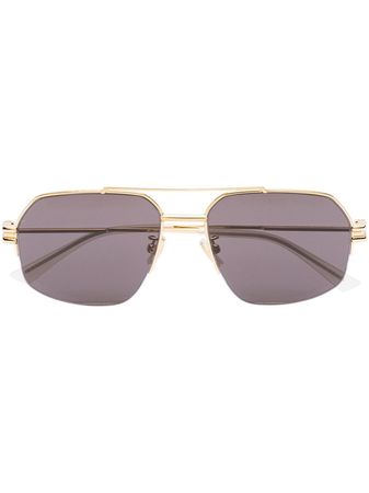 Bottega Veneta Eyewear Square Pilot Frame Sunglasses - Farfetch