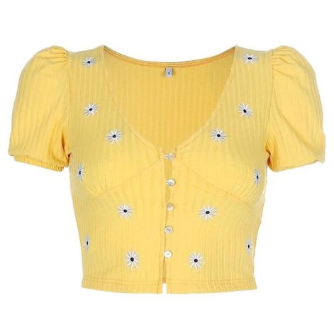 yellow daisy puff sleeve top