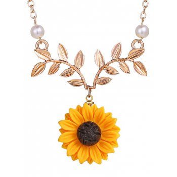 2019 Sunflower and Branch Pattern Necklace In GOLD | DressLily.com