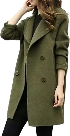 AMhomely Vintage Overcoat for Women Solid Colour Long Sleeve Warm Winter Coat Double Breasted Long Trench Coats Jackets Long Topcoats Sale Clearance : Amazon.co.uk: Fashion