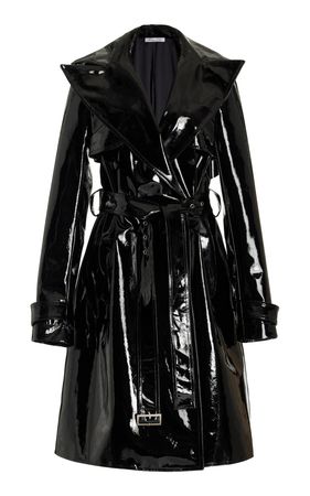 LaQuan Smith Patent Leather Trench Coat
