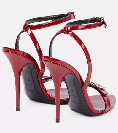 Claude 110 Patent Leather Sandals in Red - Saint Laurent | Mytheresa