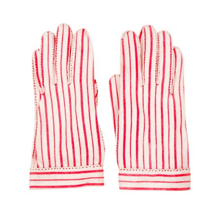 Hermes for "Wear Right" Red and White Striped Gloves Size 6 For Sale at 1stDibs