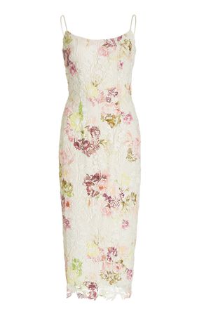 Floral-Print Lace Midi Dress By Monique Lhuillier | Moda Operandi