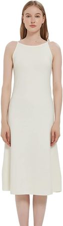 RZIV Sweater Dress for Women Casual Autumn Sleeveless Swing Midi Dresses (Cream Color, One Size) at Amazon Women’s Clothing store