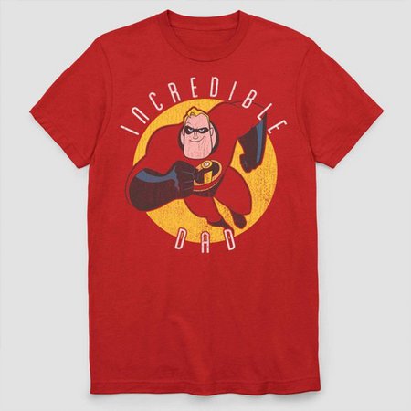 Men's Disney The Incredibles Mr.Incredible Dad Short Sleeve Graphic T-Shirt - Red : Target