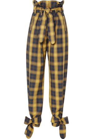 Attico | Tie-detailed belted checked cotton-twill straight-leg pants | NET-A-PORTER.COM