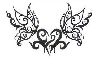 heart butterfly tramp stamp tattoo
