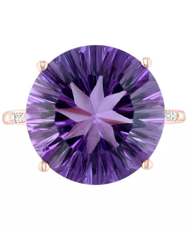 EFFY Collection EFFY® Amethyst (8-7/8 ct. t.w.) & Diamond (1/20 ct. t.w.) Ring in 14k Rose Gold