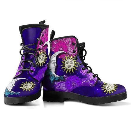 Sun Moon Mandala Purple Pink Paisley Women's Boots | Etsy