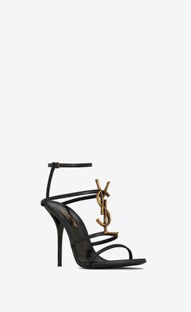 Saint Laurent ‎CASSANDRA Sandals In Smooth Leather With Gold Toned Bamboo Logo ‎ | YSL.com