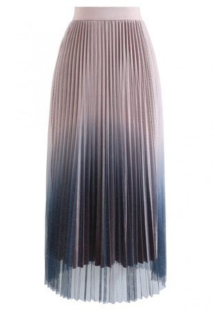 Gradient Shiny Mesh Velvet Pleated Skirt in Pink - NEW ARRIVALS - Retro, Indie and Unique Fashion