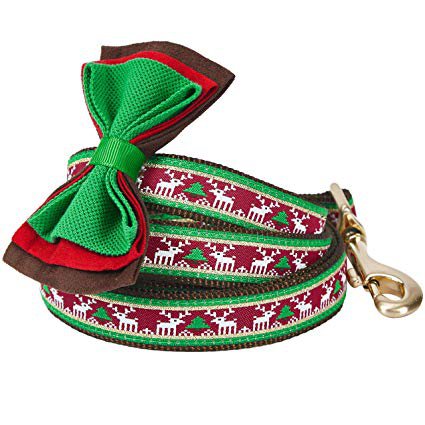 Blueberry Pet Christmas Santa Claus's Reindeer Dog Leash with Bowtie, 5' 3/4", Medium, Leashes for Dogs : Pet Supplies