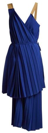 Colville - Asymmetric Pleated Dress - Womens - Blue