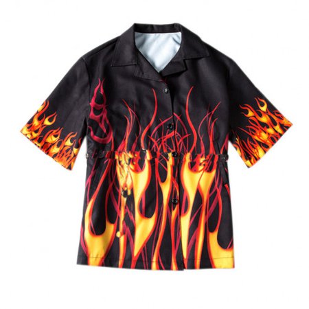 Kawaii Clothing Flames Shirt Blouse Fire Punk Black Rock Gothic WH281 | KawaiiClothing on ArtFire