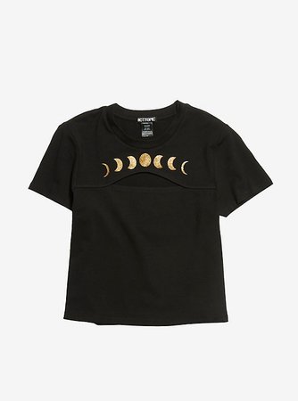 Moon Phases Cutout Girls Crop T-Shirt