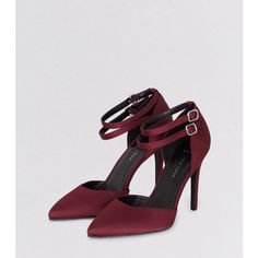 Wide Fit Dark Red Double Ankle Strap Pointed Heel