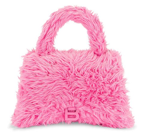pink fur balenciaga purse