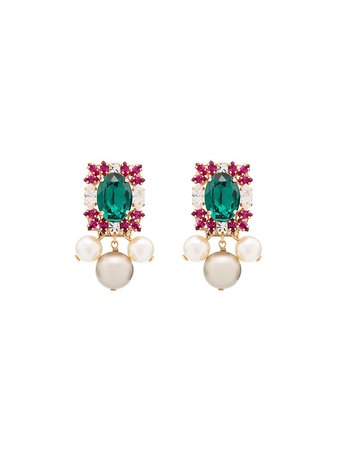 Anton Heunis crystal cluster pearl-drop earrings $174 - Shop AW19 Online - Fast Delivery, Price