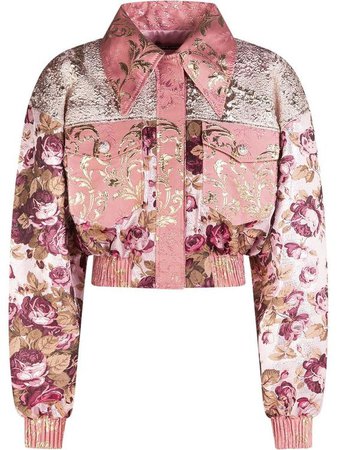 floral jacquard bomber jacket
