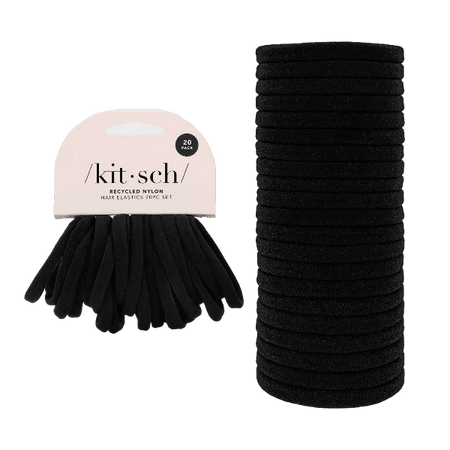 kitsch Elastic Hair Ties 20 Pack - Black