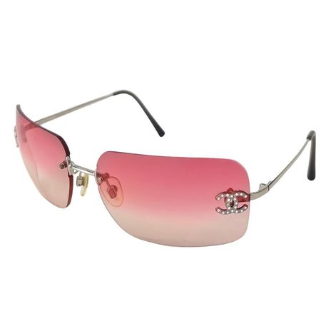Chanel sunglasses Vintage Chanel rhinestone logo... - Depop