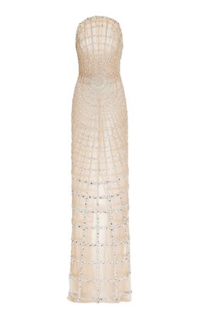 Crystal-Embellished Grid Gown By Oscar De La Renta | Moda Operandi