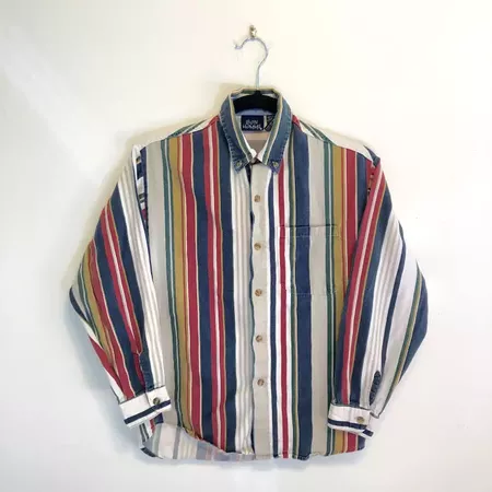 Vintage Vintage 90s Striped Shirt Button Up Long Sleeve Bon Homme Multicolor - XS Size xs - Shirts (Button Ups) for Sale - Grailed