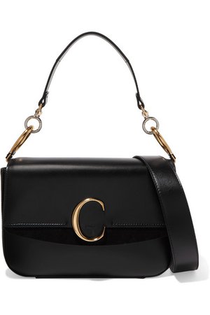 Chloé | Chloé C medium suede-trimmed leather shoulder bag | NET-A-PORTER.COM