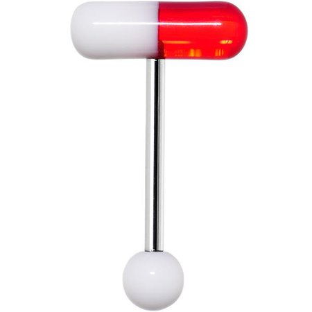 Red White Acrylic Capsule Pill Top Barbell Tongue Ring – BodyCandy