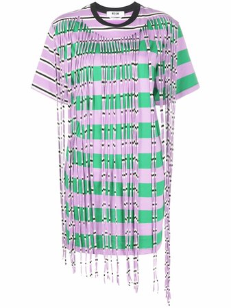 MSGM Fringed Striped T-shirt Dress - Farfetch