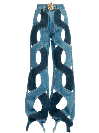 AREA NYC | Denim Rope Cutout Wide Leg Jean (Dei5 edit - tag if used)