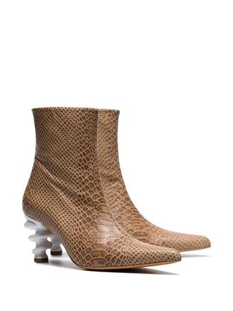 Kalda brown Island 70 twisted heel snake-effect leather boots $398 - Shop SS19 Online - Fast Delivery, Price
