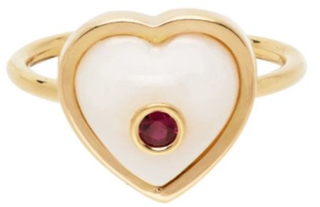 brent neale gold & pink single puff heart ring