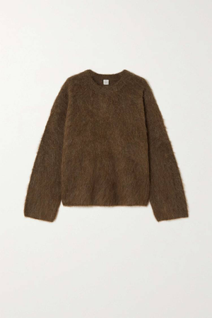 sandy brown fluffy knit texture sweater