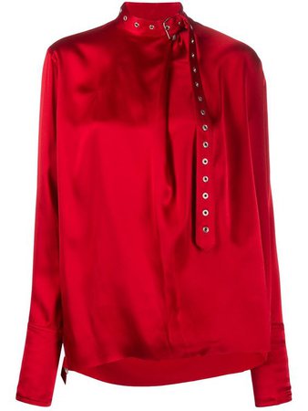 Marques'Almeida silk belted collar blouse - Red