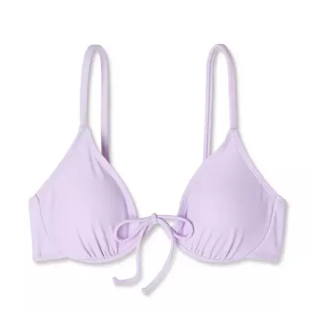 Women's Ribbed Scoop Bralette Bikini Top - Wild Fable™ Purple M