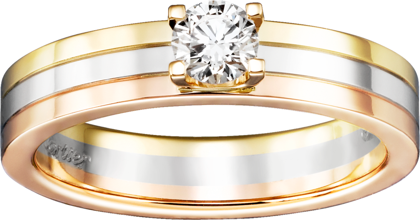 Trinity Solitaire White gold, yellow gold, pink gold, diamond