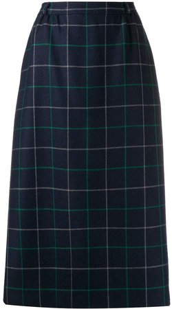 Pre-Owned 1990s checked A-line midi skirt