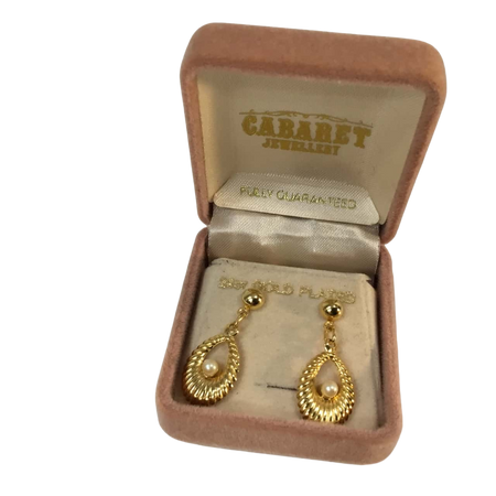 Vintage Gold Plated Stud Drop Earrings